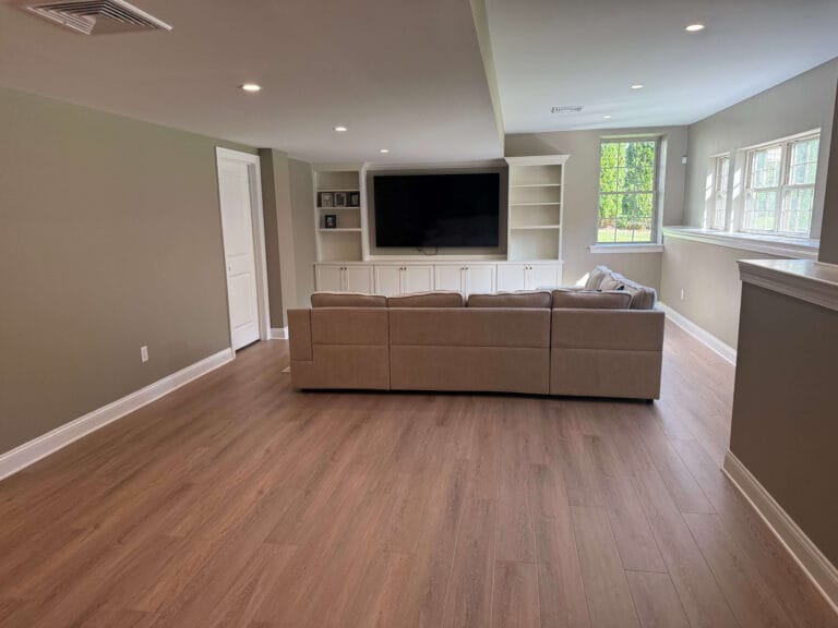 modern painted basement