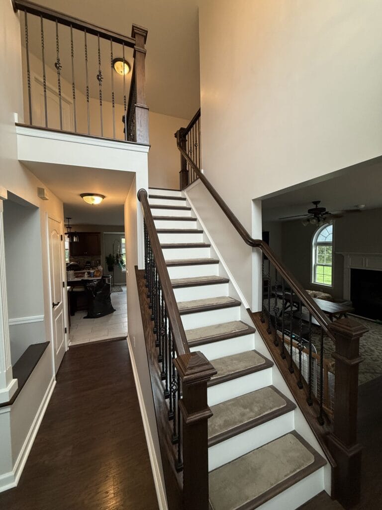 Freshly painted staircase and foyer in a Nazareth, PA home